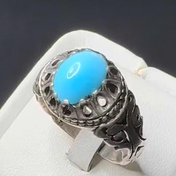 انگشتر مردانه فیروزه عجمی نیشابور اصل