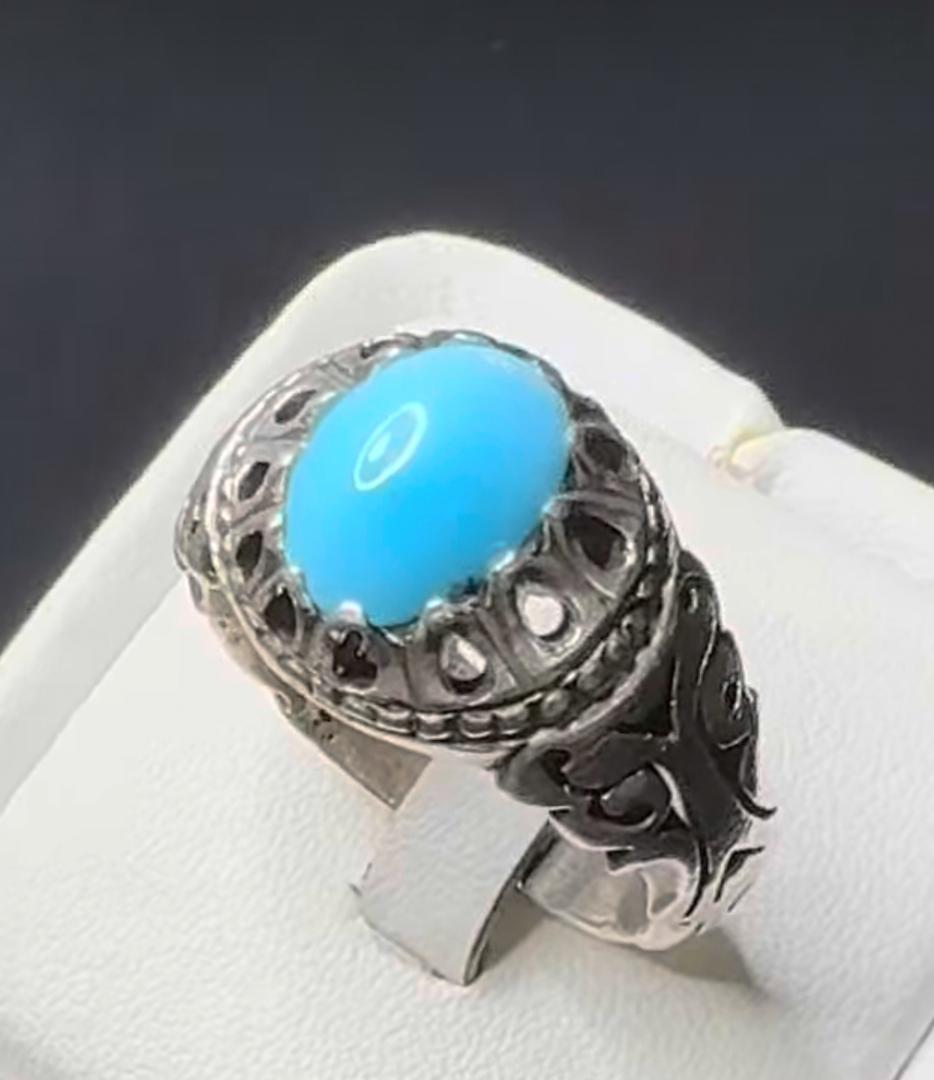 انگشتر مردانه فیروزه عجمی نیشابور اصل