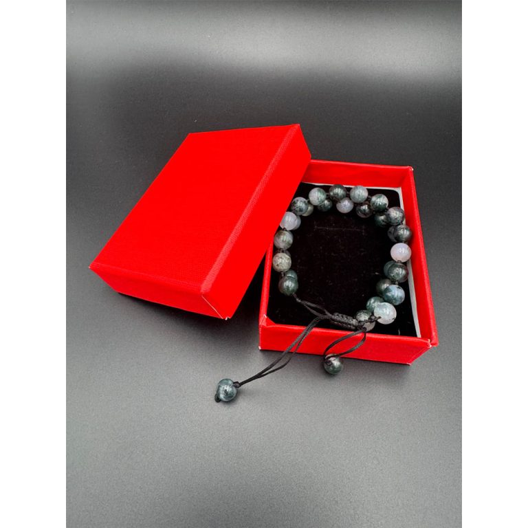 دستبند زنانه سنگ عقیق خزه ای سبز