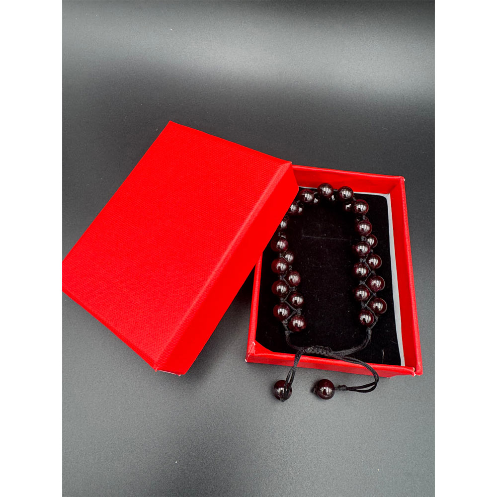 دستبند سنگ گارنت قرمز تیره اصل