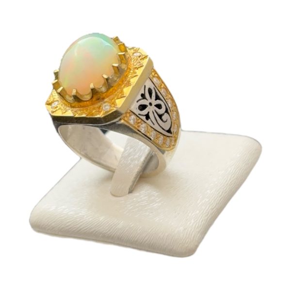 انگشتر اوپال سفید اصل مردانه