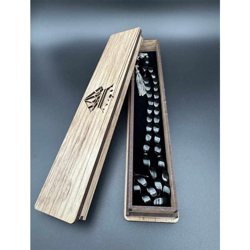 تسبیح ۳۳ دانه اونیکس (عقیق) مشکی پیچی