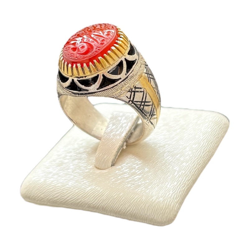 انگشتر مردانه با سنگ عقیق یمن اصل