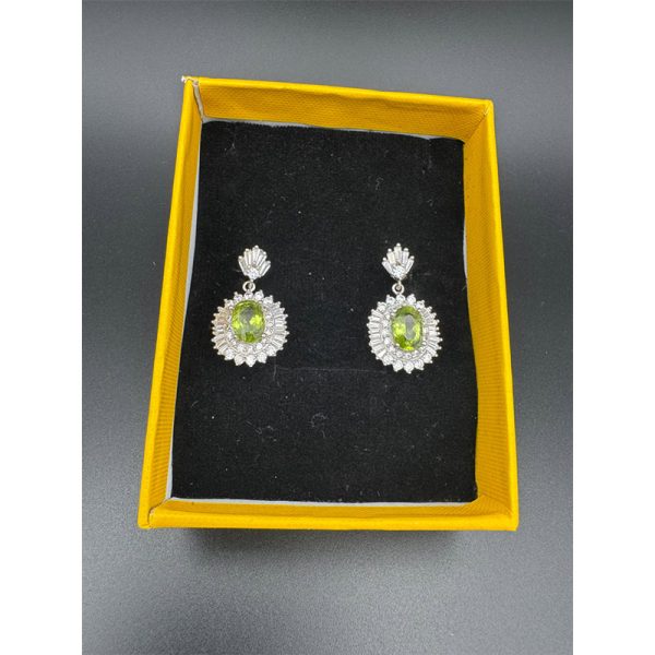 گوشواره سنگ زبرجد اصل طرح خورشیدی