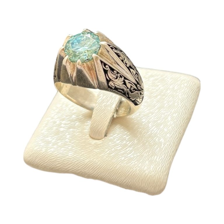 انگشتر مردانه موزانایت رکاب هشت چنگ