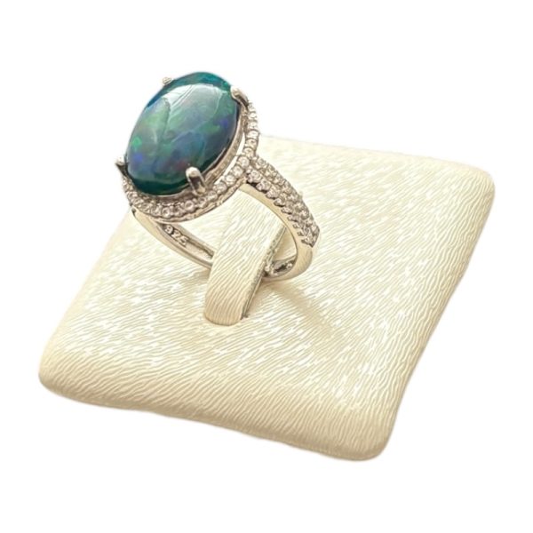 انگشتر اوپال زنانه اصل رنگ سبز آبی
