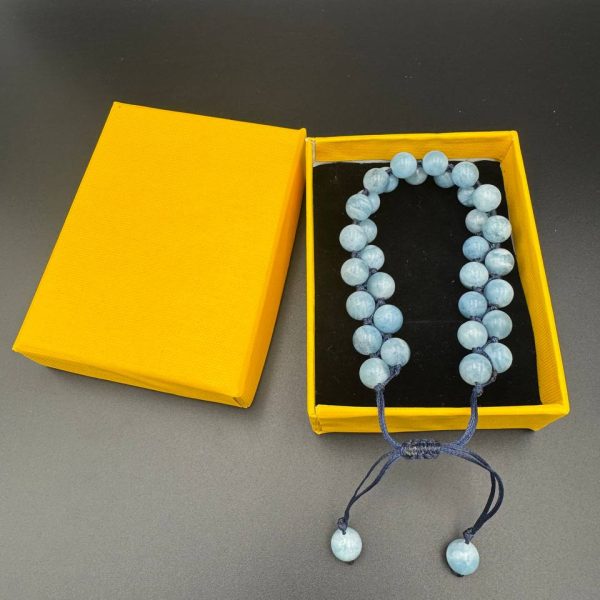 دستبند دو ردیفه سنگ آکوامارین اصل