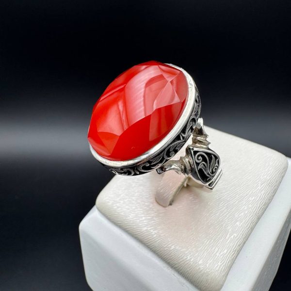 انگشتر عقيق سرخ يمن طرح صفوی سنتی