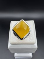 انگشتر عقیق زرد مردانه طرح نقطه