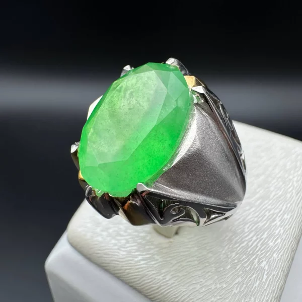 انگشتر نقره مردانه جید برمه اصل